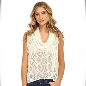 Free People Just Like That Ivory Cowl Neck Sleeveless Top, Size M
